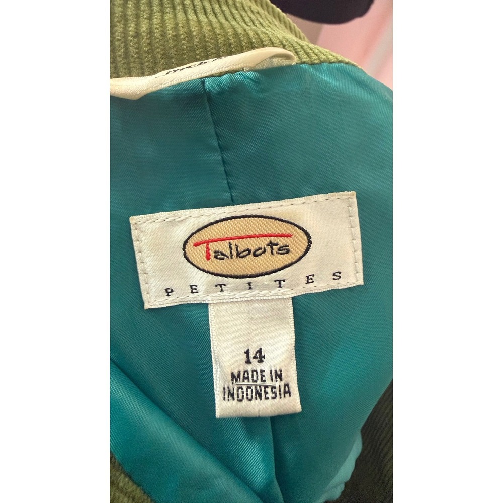 Talbots Petites Green Corduroy Blazer Jacket Women Size 14 Petite - Picture 6 of 12